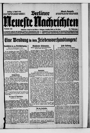 Berliner Neueste Nachrichten on Apr 4, 1919