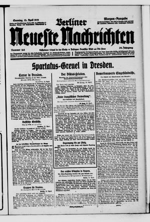 Berliner neueste Nachrichten on Apr 13, 1919