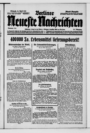 Berliner neueste Nachrichten on Apr 16, 1919
