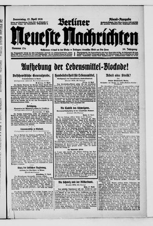 Berliner Neueste Nachrichten on Apr 17, 1919