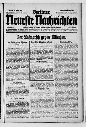 Berliner neueste Nachrichten vom 18.04.1919