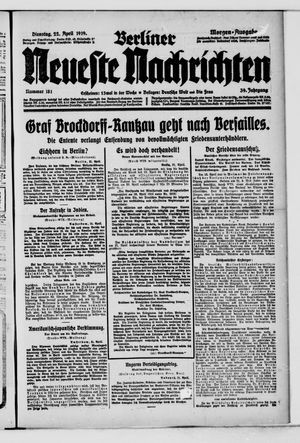 Berliner neueste Nachrichten on Apr 22, 1919
