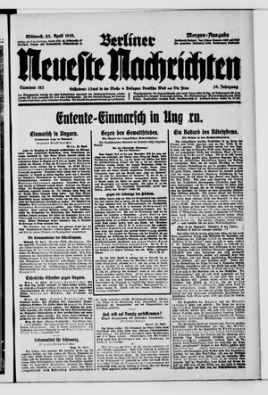 Berliner neueste Nachrichten vom 23.04.1919