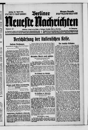 Berliner neueste Nachrichten vom 25.04.1919