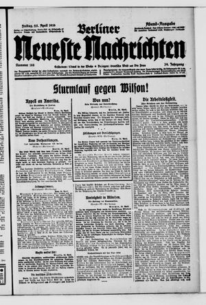 Berliner neueste Nachrichten on Apr 25, 1919