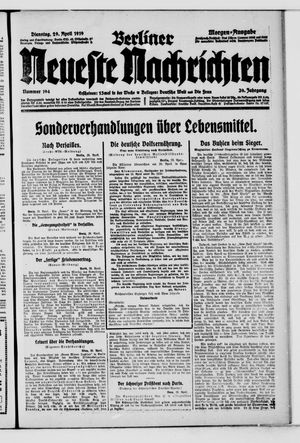 Berliner neueste Nachrichten vom 29.04.1919