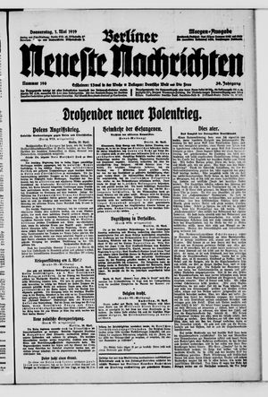 Berliner neueste Nachrichten vom 01.05.1919