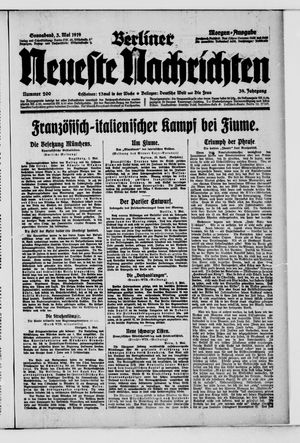 Berliner neueste Nachrichten vom 03.05.1919