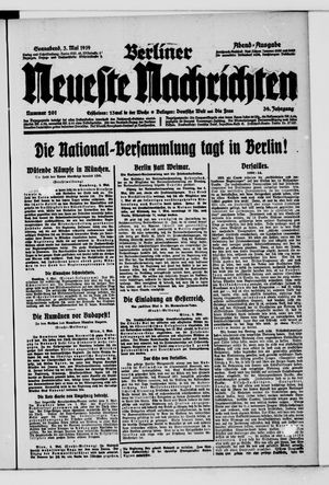 Berliner neueste Nachrichten vom 03.05.1919
