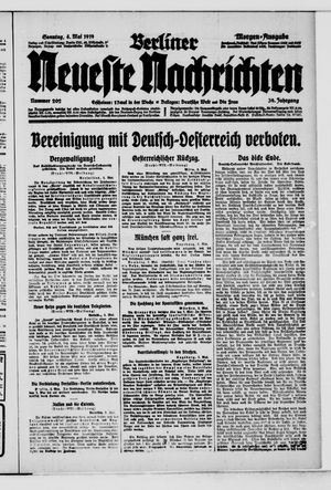 Berliner Neueste Nachrichten on May 4, 1919
