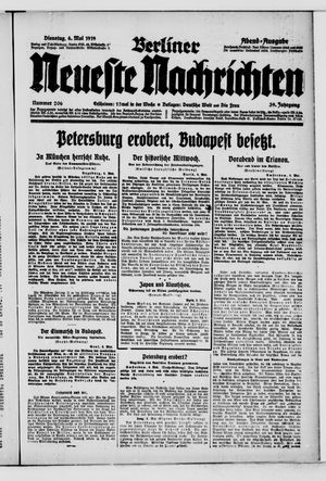 Berliner Neueste Nachrichten on May 6, 1919