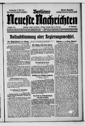 Berliner Neueste Nachrichten on May 15, 1919