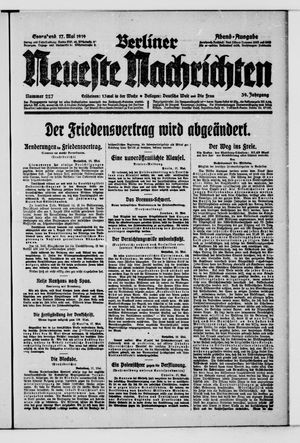 Berliner Neueste Nachrichten on May 17, 1919