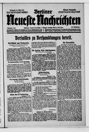 Berliner Neueste Nachrichten on May 21, 1919
