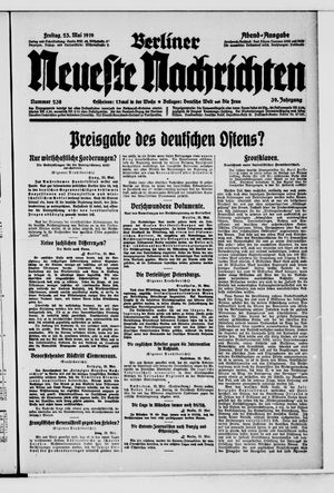Berliner Neueste Nachrichten vom 23.05.1919
