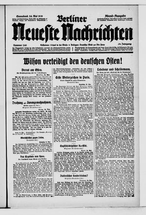 Berliner Neueste Nachrichten vom 24.05.1919