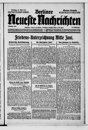 Berliner Neueste Nachrichten vom 27.05.1919