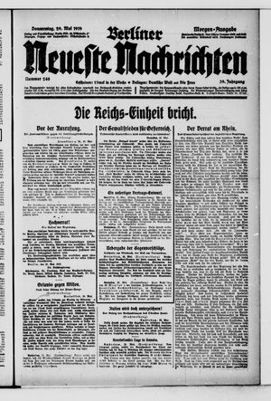 Berliner Neueste Nachrichten vom 29.05.1919