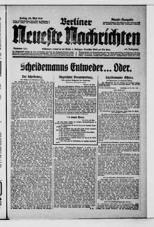Berliner Neueste Nachrichten on May 30, 1919