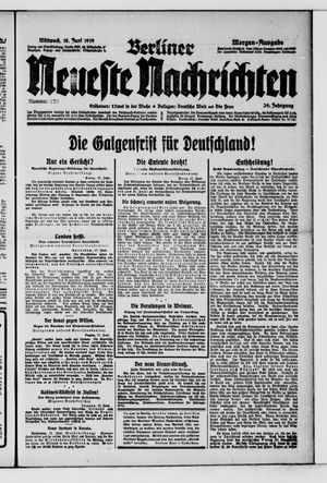 Berliner Neueste Nachrichten vom 18.06.1919