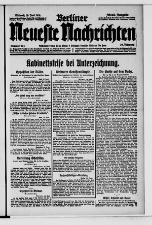 Berliner Neueste Nachrichten vom 18.06.1919