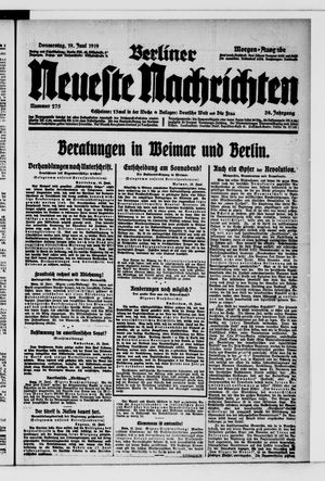 Berliner Neueste Nachrichten vom 19.06.1919