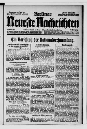 Berliner Neueste Nachrichten vom 19.06.1919