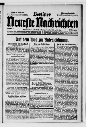 Berliner Neueste Nachrichten vom 20.06.1919
