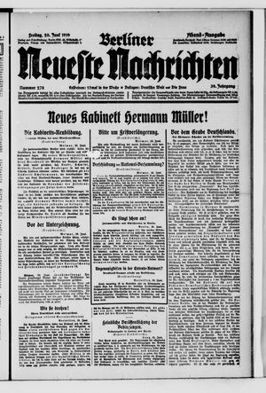 Berliner Neueste Nachrichten vom 20.06.1919