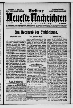 Berliner Neueste Nachrichten vom 21.06.1919