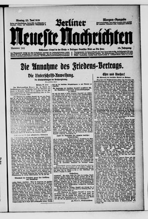 Berliner Neueste Nachrichten vom 23.06.1919