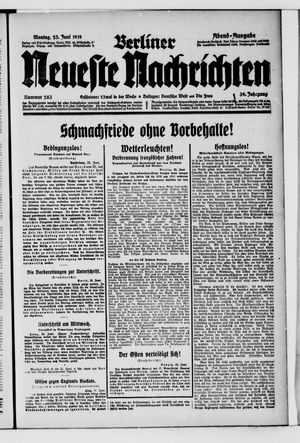 Berliner Neueste Nachrichten vom 23.06.1919