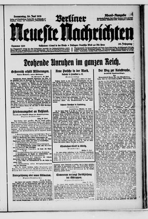 Berliner Neueste Nachrichten vom 26.06.1919