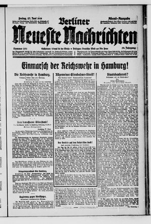 Berliner Neueste Nachrichten vom 27.06.1919