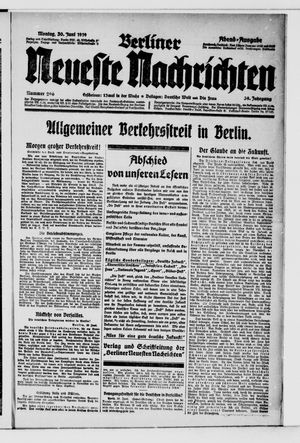 Berliner Neueste Nachrichten vom 30.06.1919