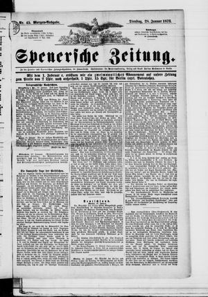 Spenersche Zeitung on Jan 28, 1873