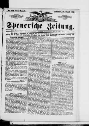 Spenersche Zeitung on Aug 30, 1873