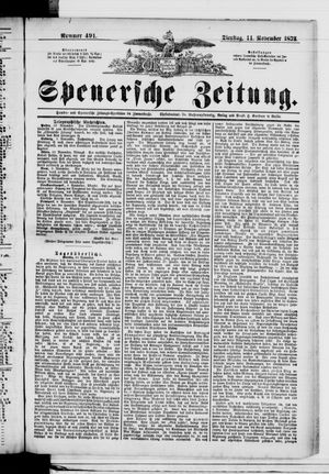 Spenersche Zeitung vom 11.11.1873