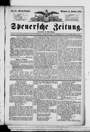 Spenersche Zeitung on Feb 18, 1874