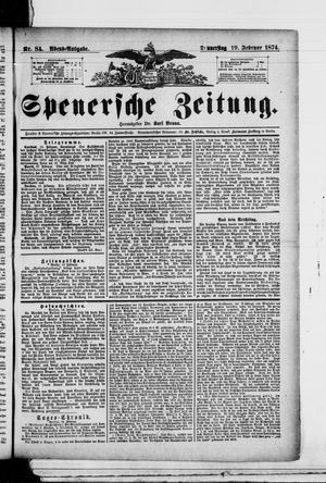 Spenersche Zeitung vom 19.02.1874