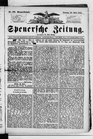 Spenersche Zeitung on Apr 26, 1874