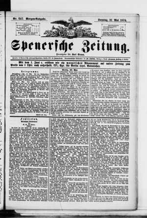 Spenersche Zeitung vom 31.05.1874