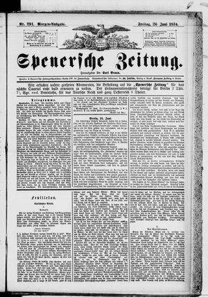 Spenersche Zeitung on Jun 26, 1874