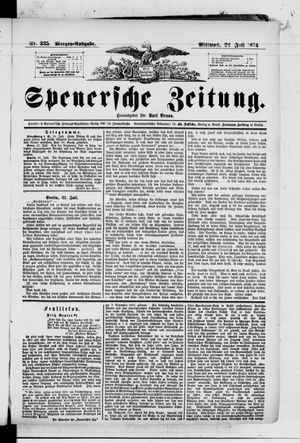 Spenersche Zeitung on Jul 22, 1874