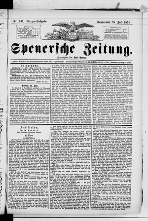 Spenersche Zeitung vom 25.07.1874