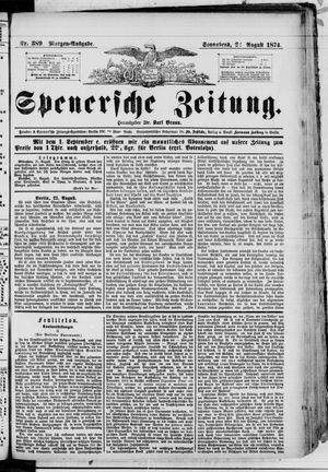 Spenersche Zeitung vom 22.08.1874