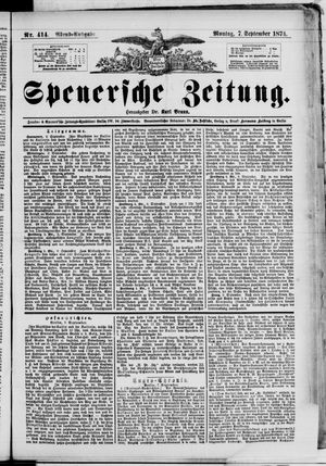 Spenersche Zeitung on Sep 7, 1874