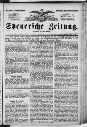 Spenersche Zeitung vom 19.09.1874