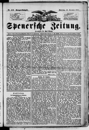 Spenersche Zeitung on Oct 11, 1874
