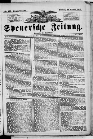 Spenersche Zeitung on Oct 14, 1874